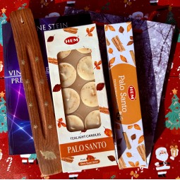 Pachet carte de cristale + set lumânări si bețișoare Palo Santo cu suport  ( punga cadou ) 