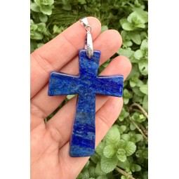 Pandantiv lapis lazuli cruce 6 cm - cristal natural pentru claritate si comunicare Pandantiv lapis lazuli cruce 6 cm - cristal natural pentru claritate si comunicare