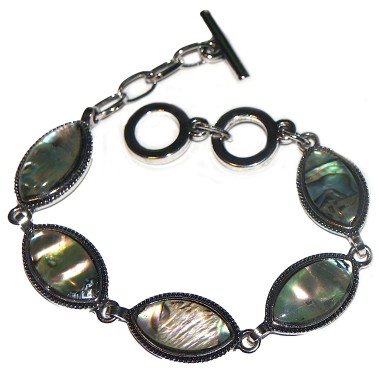 Bratara sidef abalone oval cu metal