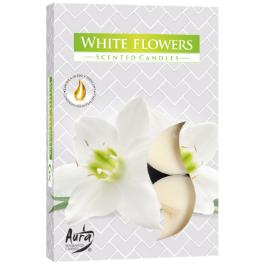 Lumanari White flower set 6 bucati