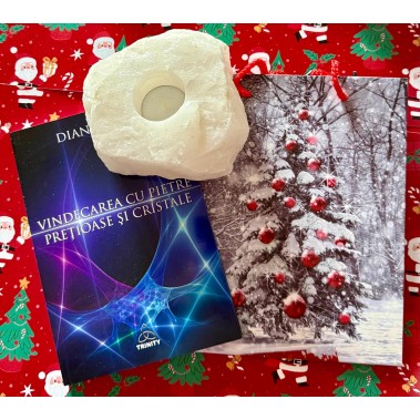 Pachet carte de cristale + suport lumanare cuart alb ( punga cadou ) 