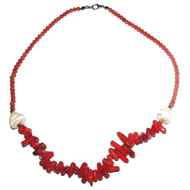 Colier coral rosu cu sidef 4-8 mm Colier coral rosu cu sidef 4-8 mm